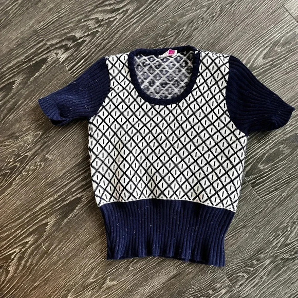 Chic Blue and White Knit Top / Scotch English / Size Small - Picture 2 of 4